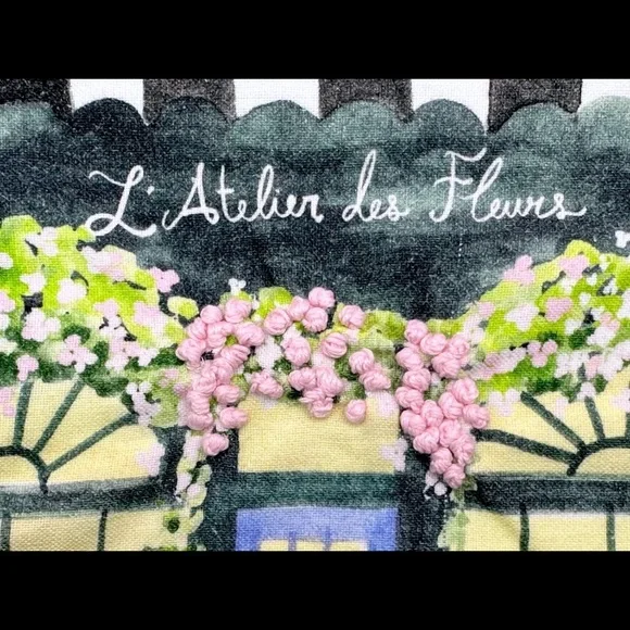 Anthropologie Flower Stand Embroidered Dish Towel NIP - Picture 7 of 12